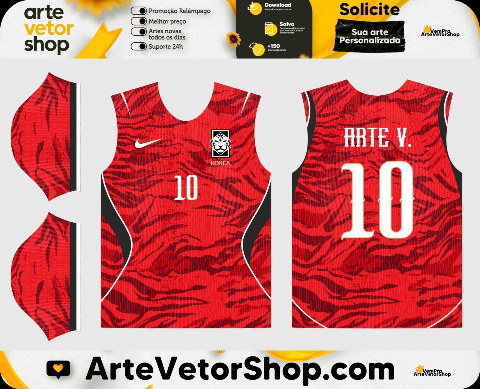 Arte Vetor Camisa Coreia do Sul Titular 2026-27