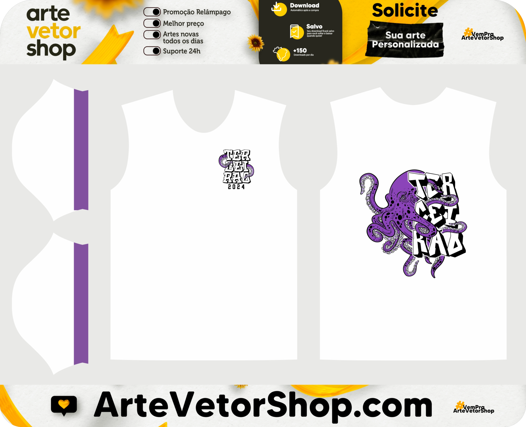 Arte Vetor Camisa Terceirão Polvo