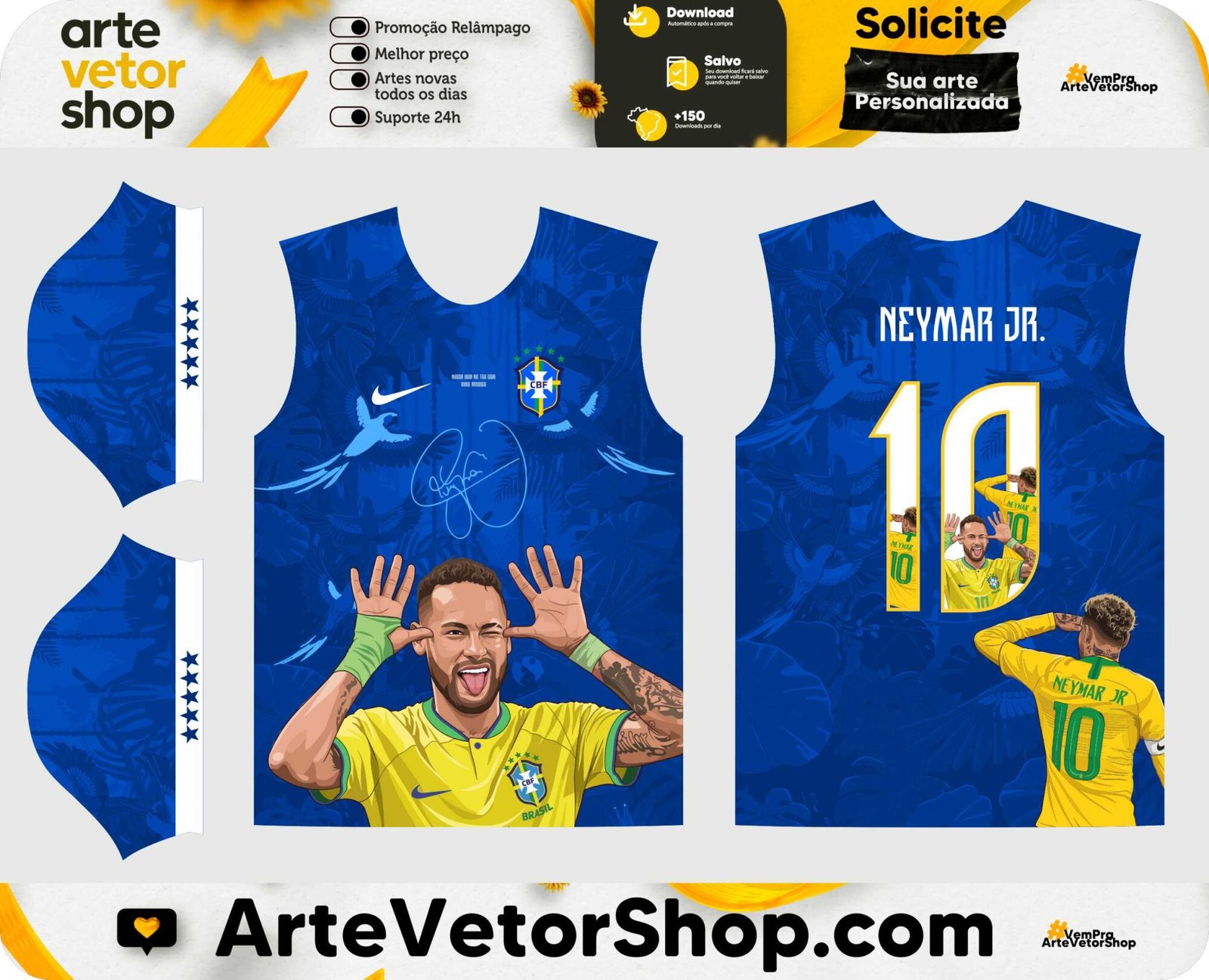 Arte Vetor Camisa Conceito Brasil x Neymar Jr 2026-27 Reserva Azul
