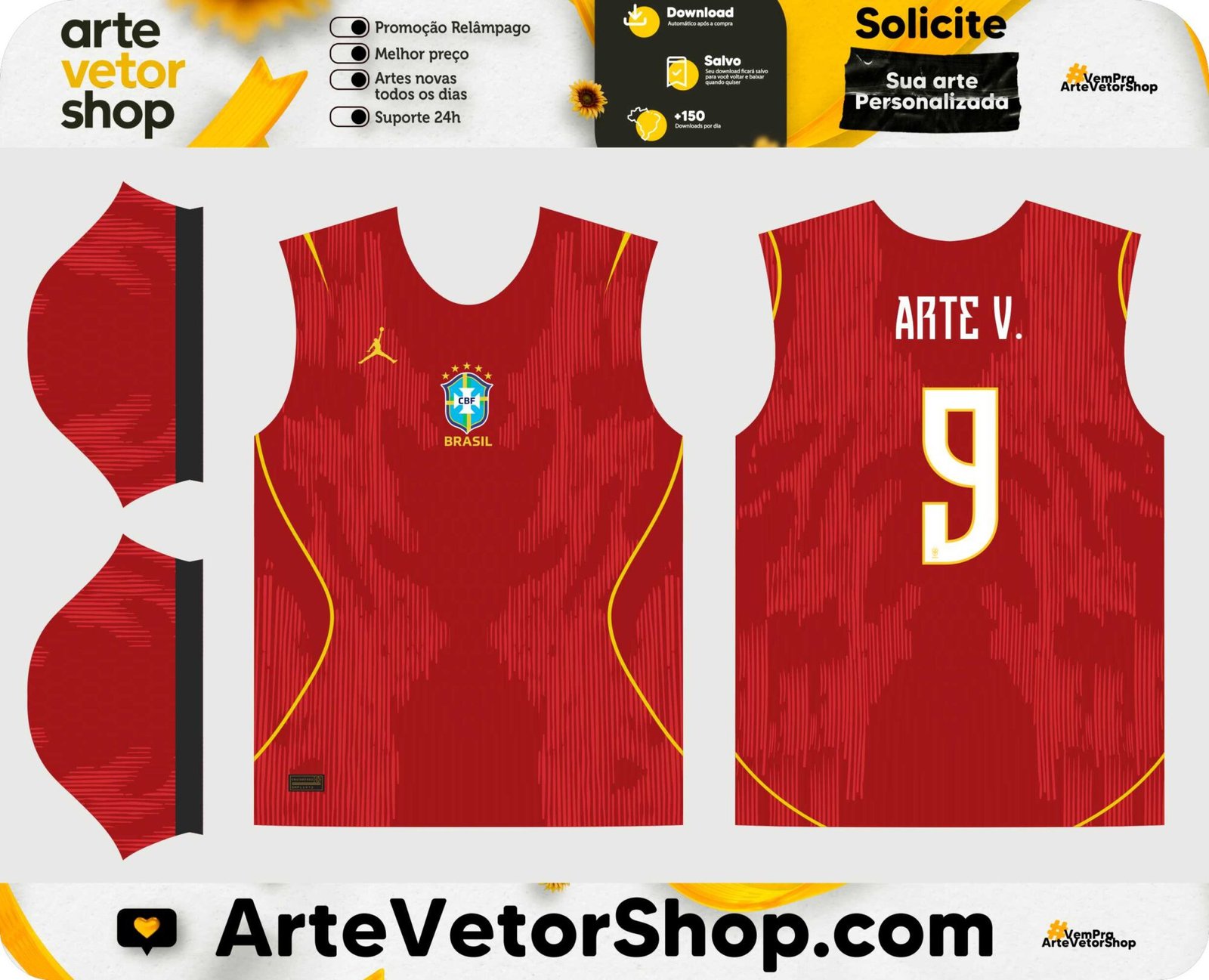 Arte Vetor Camisa Brasil Vermelha 2026-27