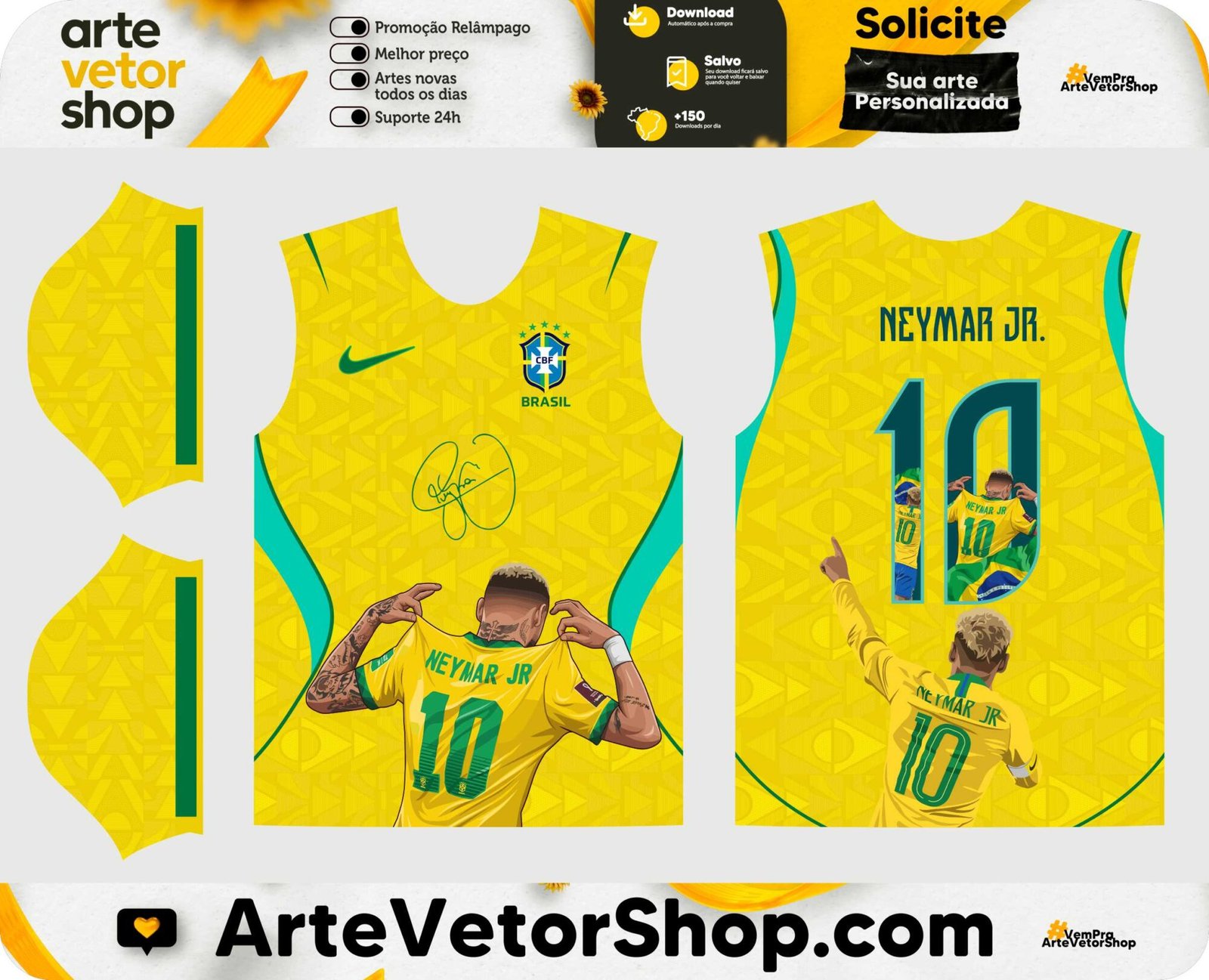 Arte Vetor Camisa Brasil x Neymar Jr 2026-27