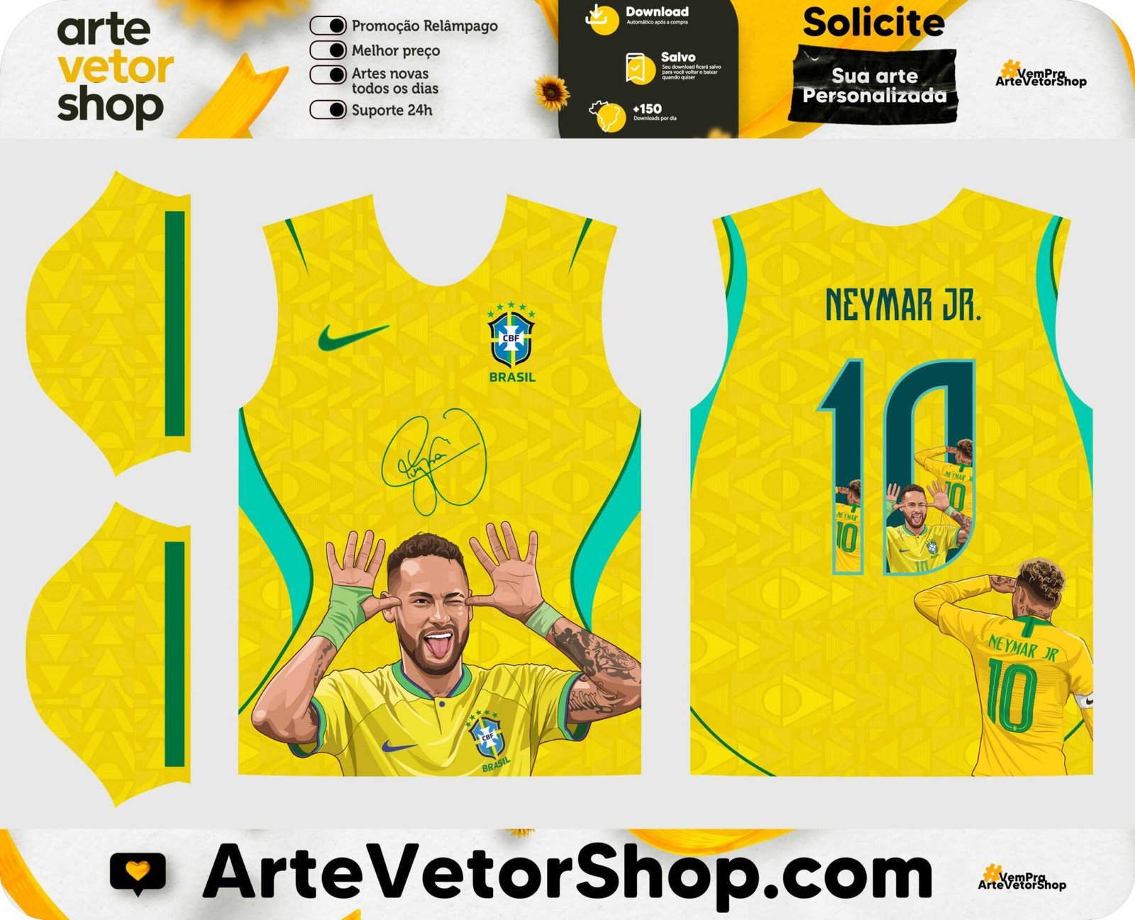 Arte Vetor Camisa Brasil x Neymar Jr 2026-27
