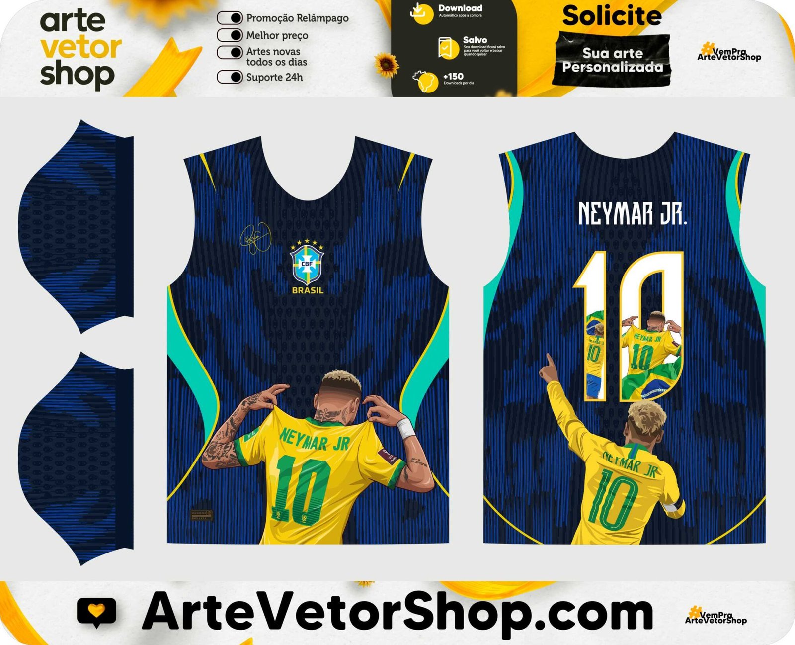 Arte Vetor Camisa Brasil x Neymar Jr 2026-27 Azul