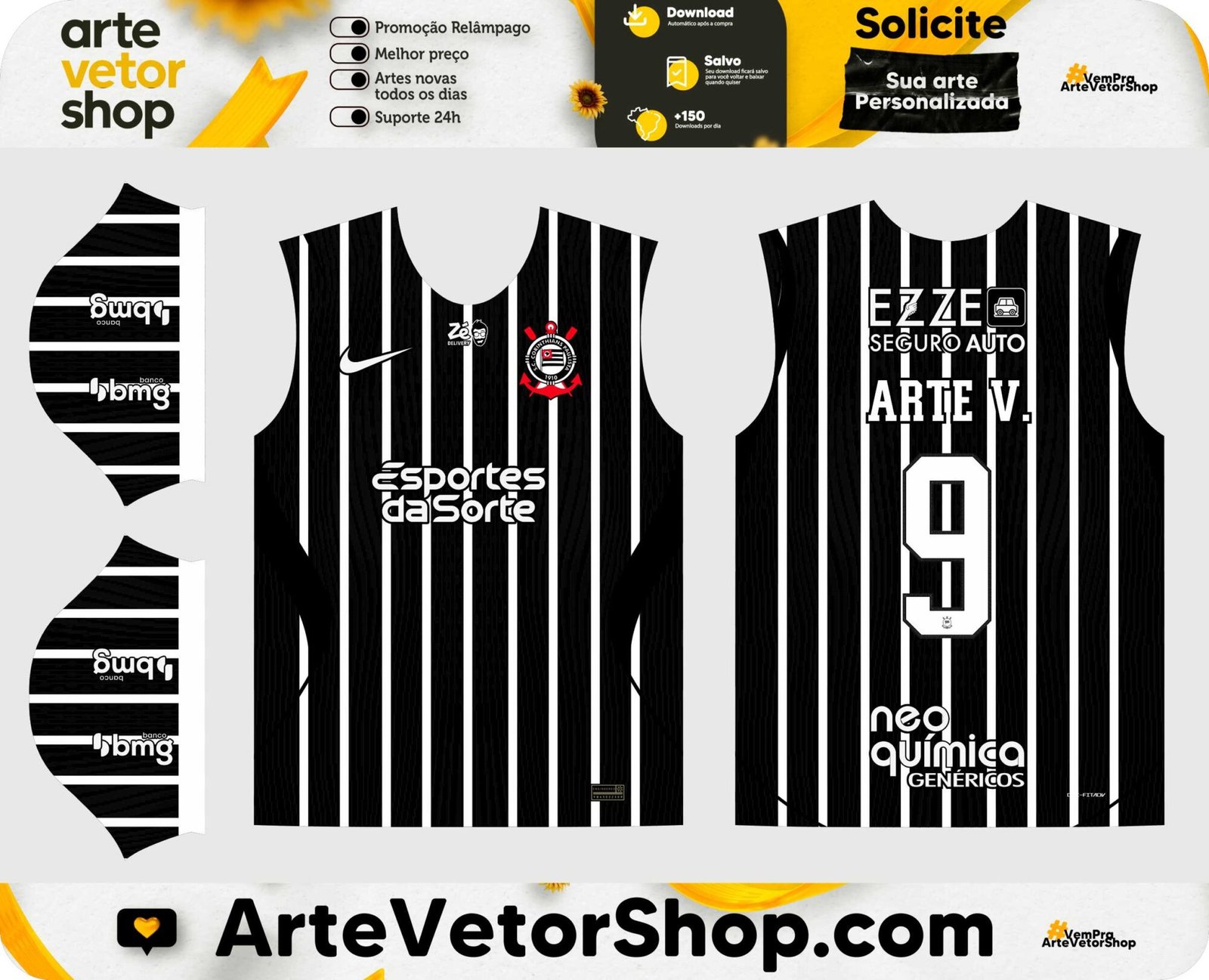 Arte Vetor Camisa Reserva SC Corinthians Paulista 2026-27