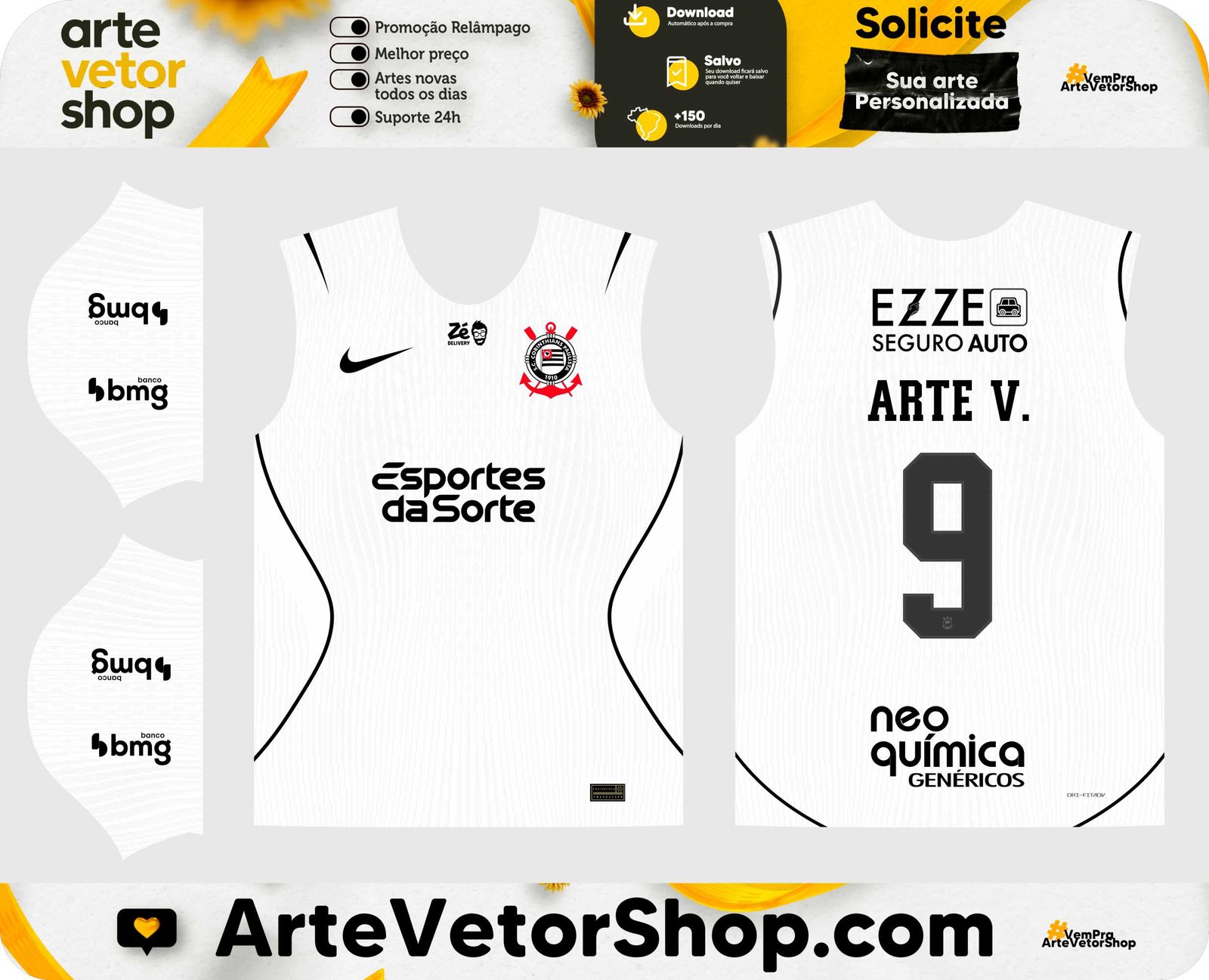 Arte Vetor Camisa Titular SC Corinthians Paulista 2026-27