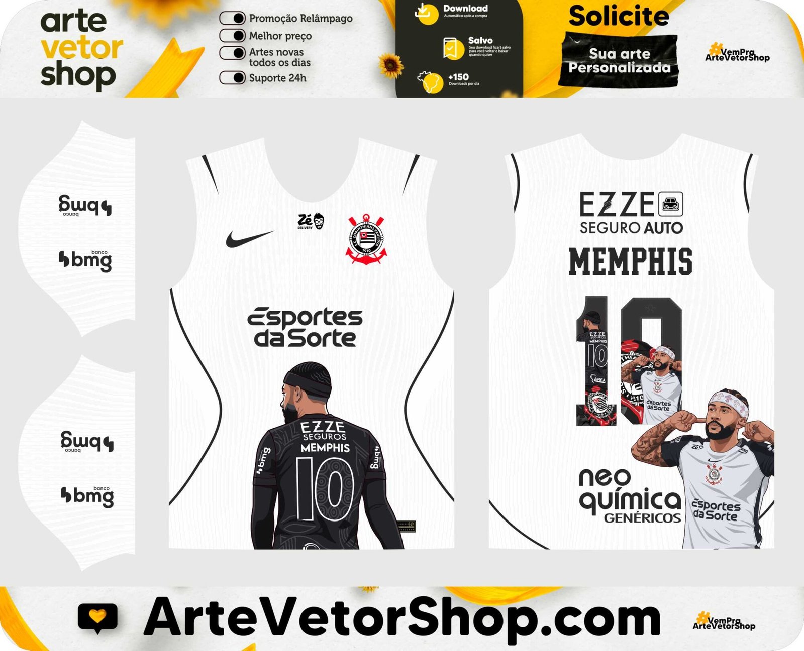 Arte Vetor Camisa Corinthians Titular x Memphis Depay 2026-27