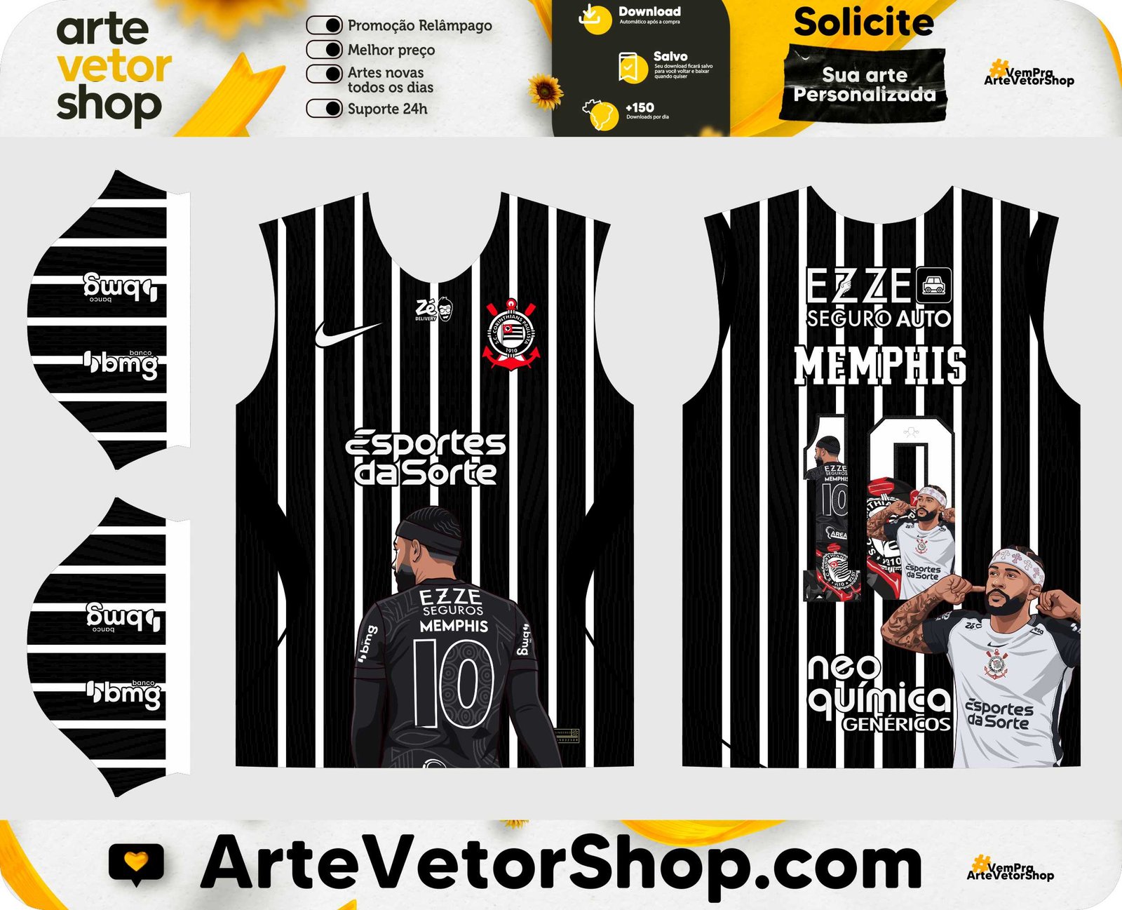 Arte Vetor Camisa Corinthians Reserva x Memphis Depay 2026-27