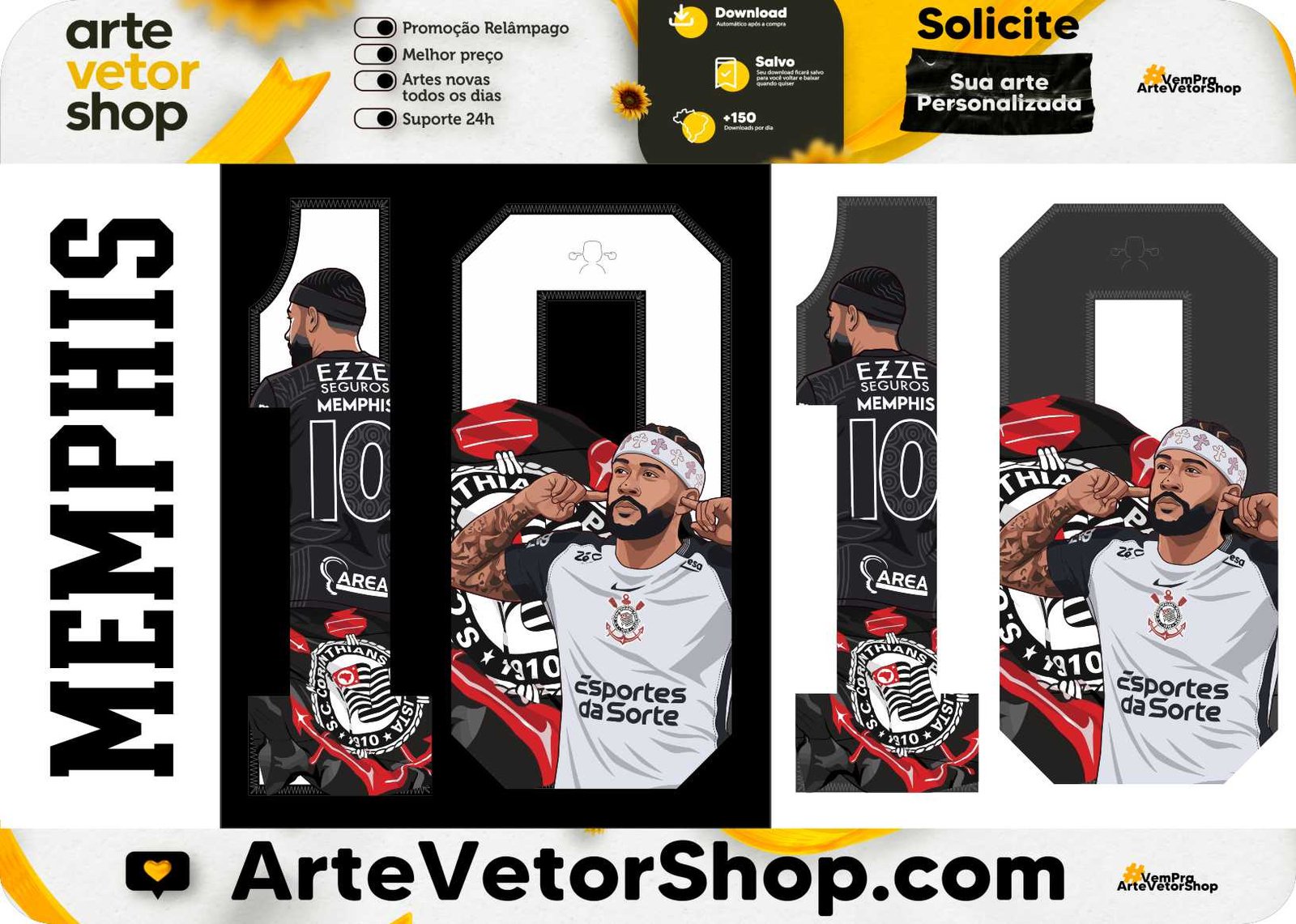 Fonte Personalizada Corinthians x Memphis Depay 26-27