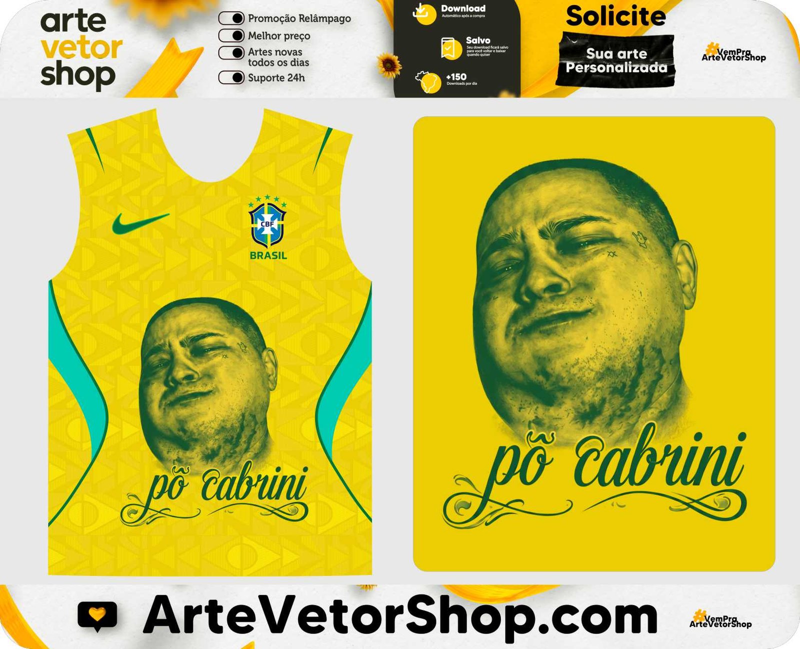 Arte Vetor Camisa Brasil x MC Ryan (Pô Cabrini) 26-27