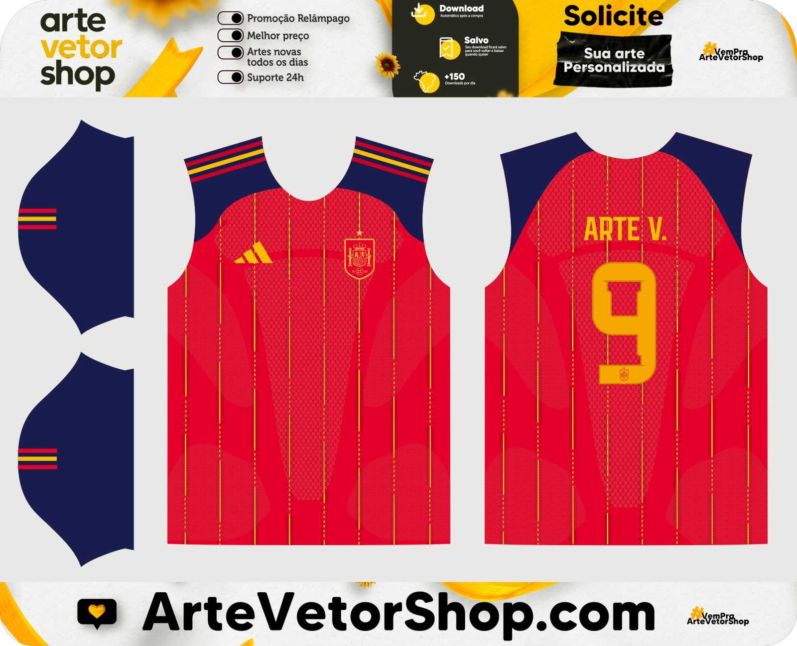 Arte Vetor Camisa Titular Espanha 26-27 Fonte Inclusa