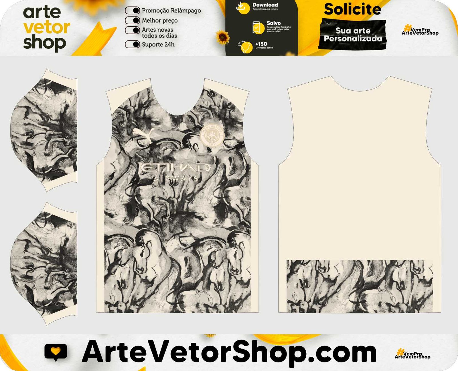 Arte Vetor Camisa Manchester City Especial Pré Jogo Ano do Cavalo 26-27
