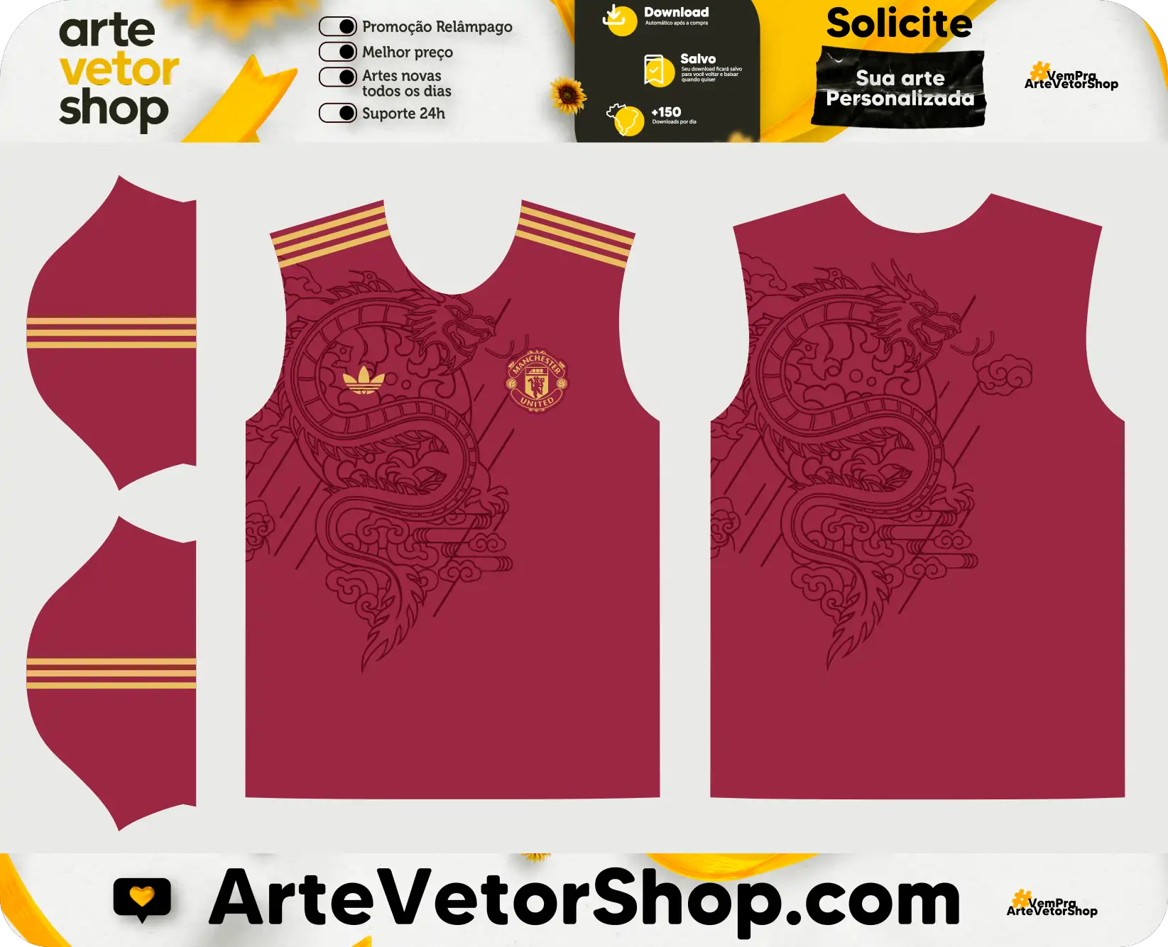 Arte Vetor Camisa Mancherter United Dragão Ano Novo Chines 27-28