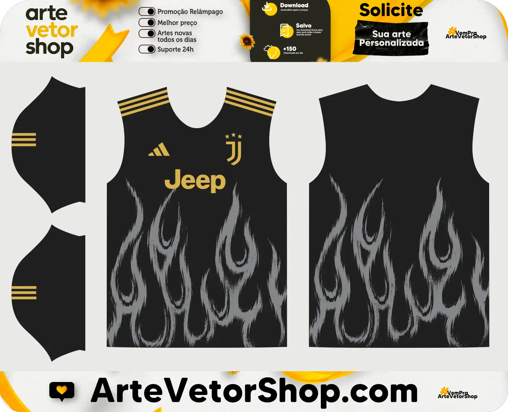 Arte Vetor Terceira Camisa Fogo Juventus 26-27