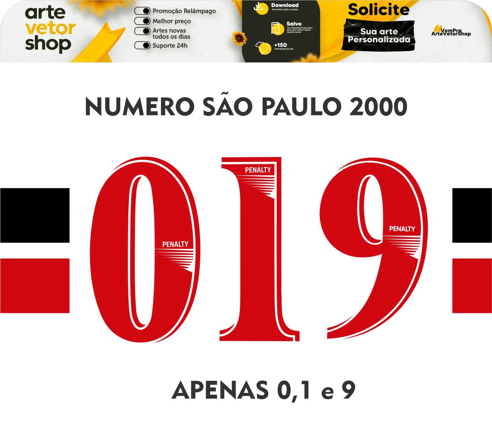 Fonte São Paulo 2000 Titular Números 0,1 e 9
