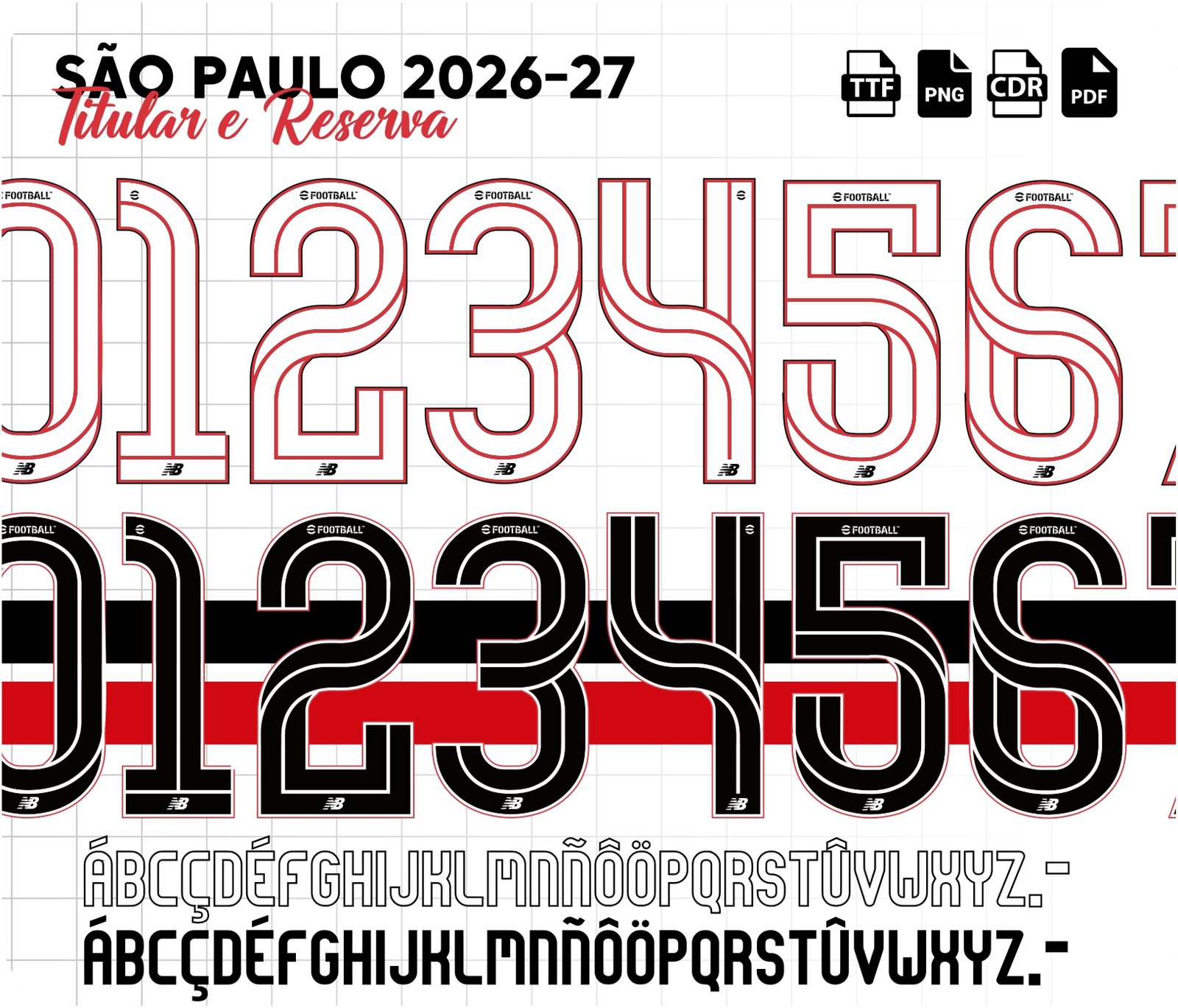 Fonte São Paulo Titular e Reserva 2026-27 Vetor