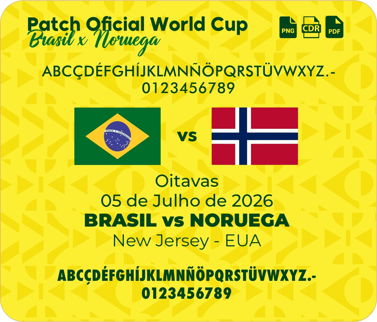 Patch Brasil x Noruega Copa do Mundo